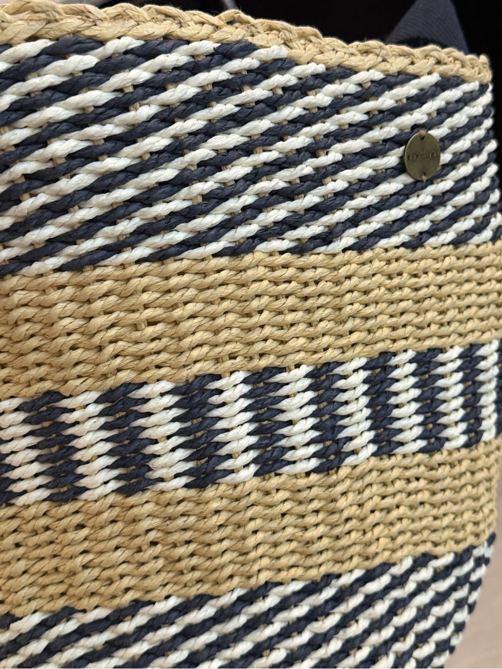 New with tags. Woven Stripe Bucket Shoulder Bag - Navy & Natural - Picture 4 of 5